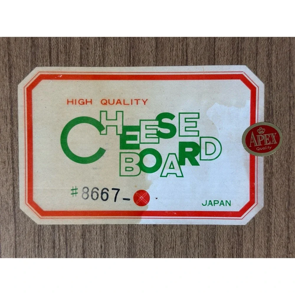 Vintage 1970s Wooden Cheese‎ Board Knife Ceramic Tile Metal Tray Never Used NIB